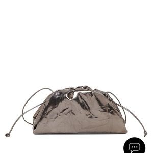 Bottega veneta mini the pouch crushed metallic leather clutch